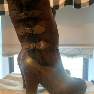 Women’s Frye Brown Boots Leather Suede Pull on Mid Calf Boots